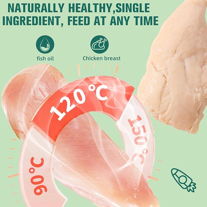 Steamed Chicken Breast Pet Snacks - Natural and Healthy, High Protein, Rich in Fish Oil, No Additives, Suitable for Cats and Dogs, 4PCS/1Pack, 160g/5.65oz
