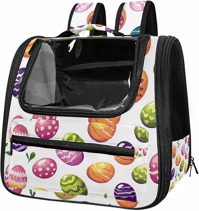Easter Eggs (3) Cat Backpack Carrier, Breathable Cat Carrier Large Space Bubble Pet Backpack for Kitty Small Dog