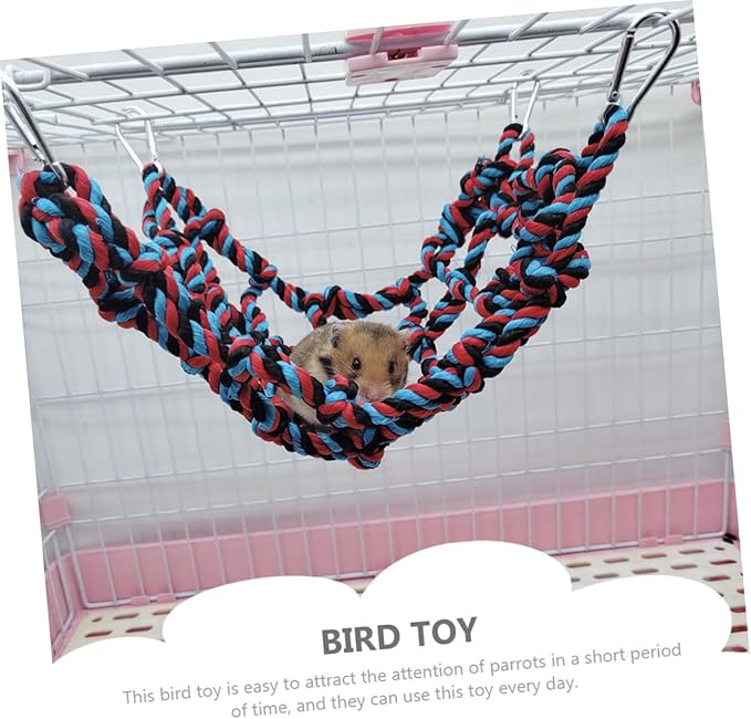 LIOOBO 2Pcs Bird Hammock Net for Parrots Hamsters Portable Hanging Bed Bird Cage Easy to Install Promotes Exercise Coordination for Pets