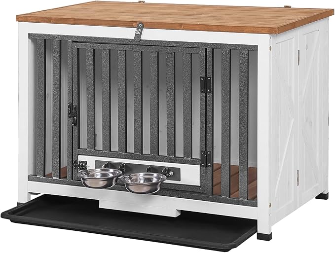Aivituvin Dog Crate Furniture for Small & Medium Dogs Portable Heavy Duty Dog Kennel End Table, Dog House with Solid Wood Opening Roof