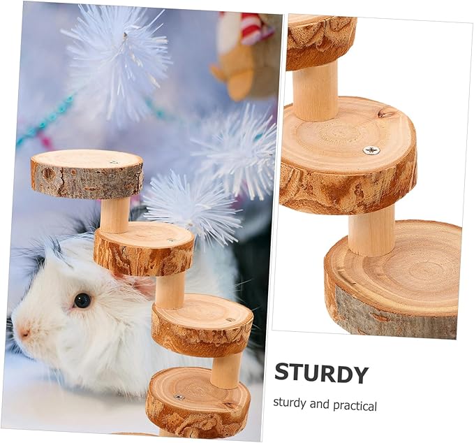 Wooden Pet Ladder Toy for Hamsters Dwarf Hamsters Safe Climbing Accessory for Bird Cages Encourages Exercise Coordination Smooth Finish Easy to Space-Saving Design