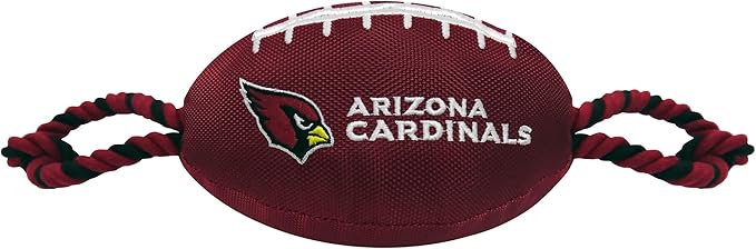 Pets First NFL Arizona Cardinals Football Dog Toy, Tough Quality Nylon Materials, Strong Pull Ropes, Inner Squeaker, NFL Team Color