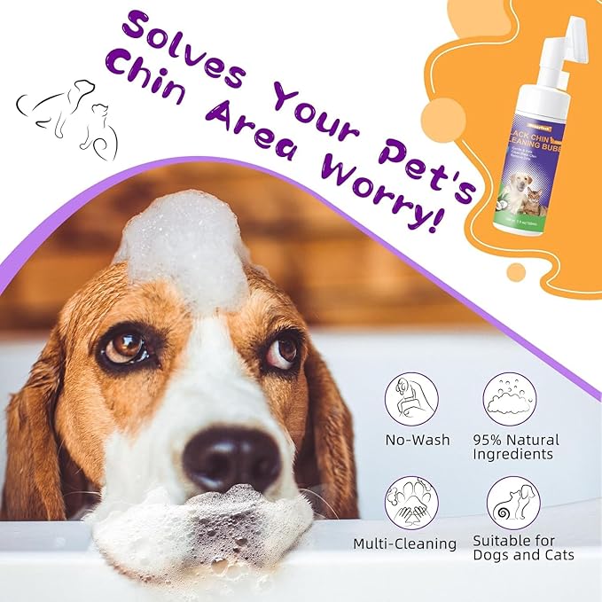 Cat Black Chin Cleaner, 2-in-1 Cat Acne Treatment & Hair Health Oil, 5fl.oz, Cruelty-Free, Silicone Brush Head, Removes Feline Blackheads, Dirt & Oil Buildup, Gentle for All Cat Breeds