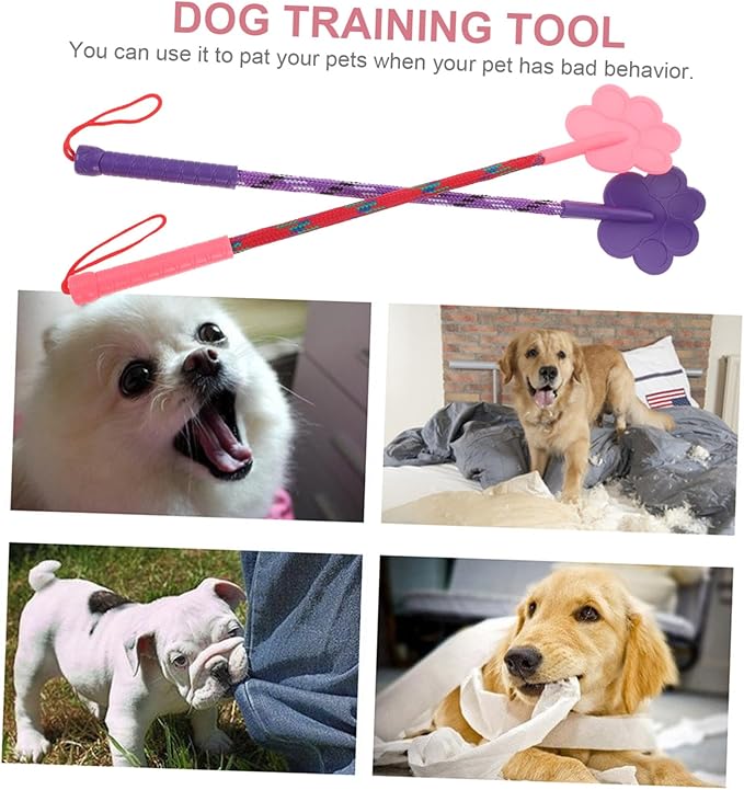 Kisangel 2Pcs Small Paw Shape Dog Training Flexible Rubber Pet Training Tool for Puppies Non Harmful Obedience Aid and Fitness in Pink and Purple