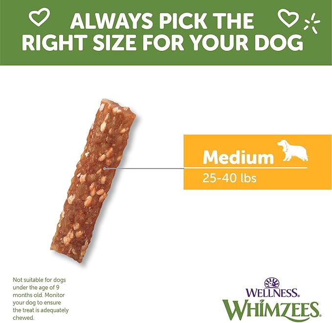 Whimzees Wellness Veggie Sausage Dog Dental Treats,Medium Size Stick,14 Count (Pack of 2)