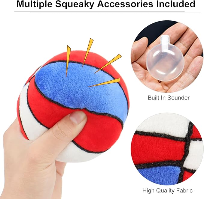 Dog Toys Balls - Chewable Plush Basketball for Dogs, Soft Pet Squeaky Ball Stuffed with Fluffy, Durable Indoor & Outdoor Dog Puzzle Toy, Birthday for Puppy Small Medium Breeds