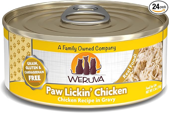 Weruva Classic Cat Food, Paw Lickin’ Chicken with Chicken Breast in Gravy, 5.5oz Can (Pack of 24)
