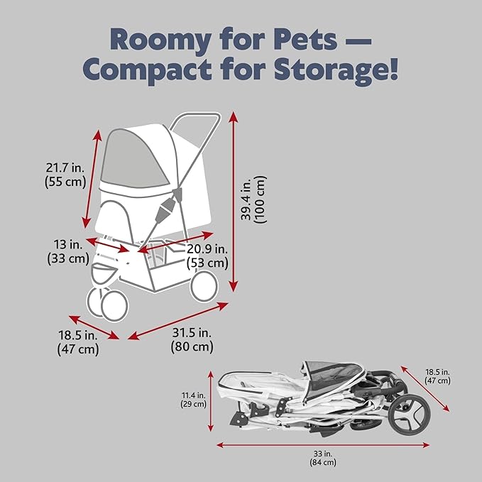 TRIXIE Foldable Pet Stroller for Cats and Dogs, Pet Carrier Strolling Cart with Weather Cover, Storage Basket, Cup Holder, Black