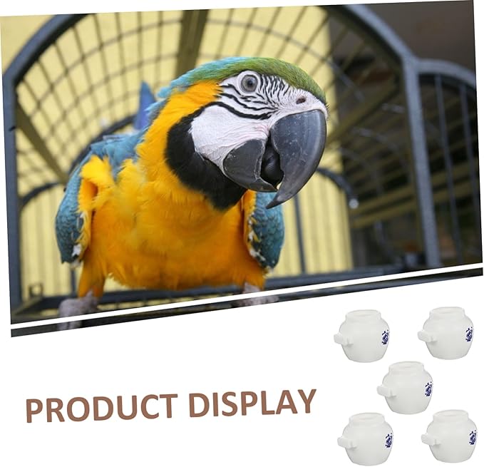 5pcs Small Blue and White Porcelain Style Parrot Bowls Bird Feeding Cups Water Dishes for Cockatiels Parakeets Bird Cage Accessories