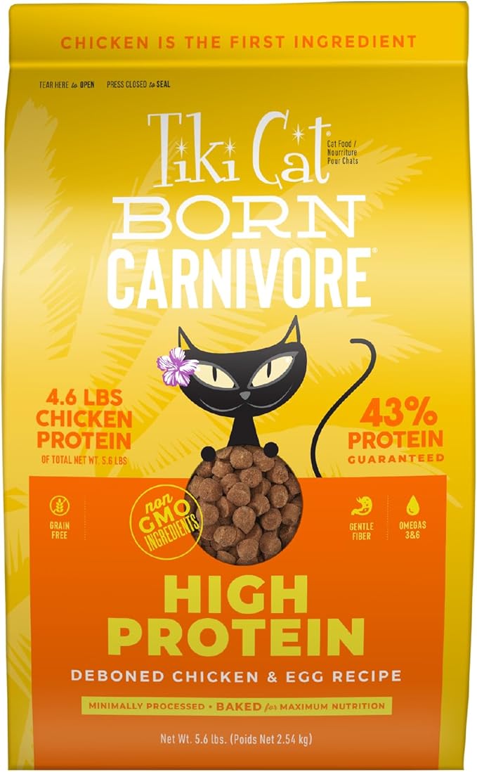 Tiki Cat Born Carnivore High Protein Dry Cat Food, Deboned Chicken & Egg, 5.6 lbs. Bag