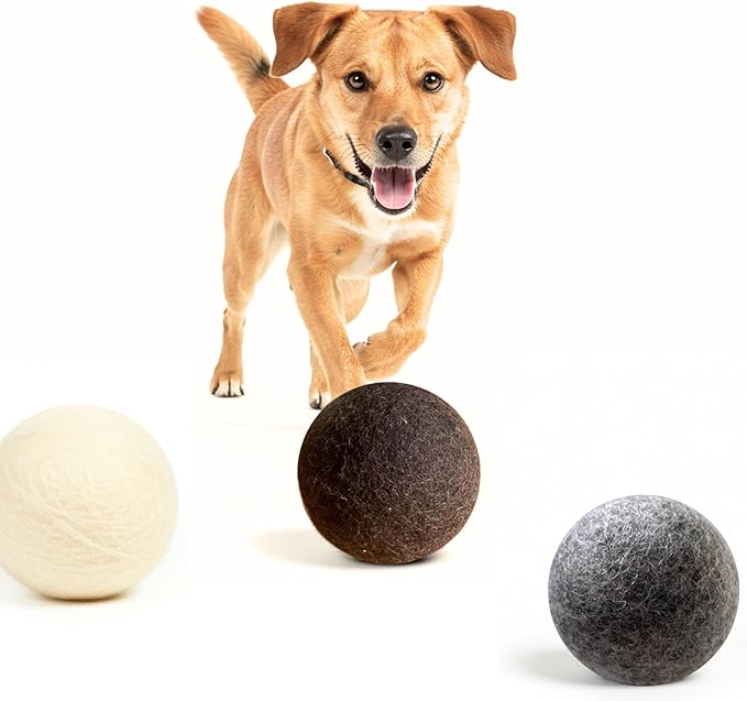 3-Piece 100% Pure Wool Dog Balls, Soft, Durable, Wool Felt Toy for Dogs & Puppies, Chew-Resistant, Perfect for Exercise, Playtime, Outdoor and Indoor, Safe for Your Furr Babies
