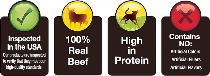 Cadet 100% Beef Strips Dog Treats, Single Ingredient Beef Esophagus Dog Jerky, Healthy High Protein Rawhide Alternative for Small & Large Dogs, 4 Ounce