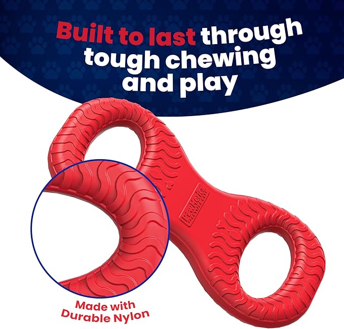 Tug – Indestructible Dual-Handle Dog Toy – Durable Nylon Tug-of-War for Strong Chewers – Pull Chew Toy for Interactive Play, Fetch, and Chewing – Pet Safe & Made in USA (8 x 4 Inches)