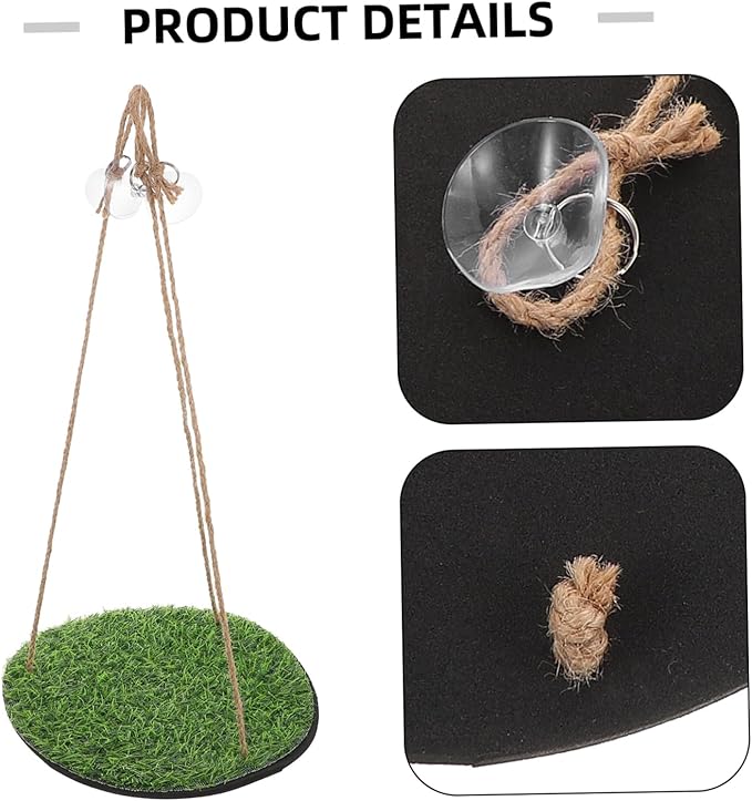 LIOOBO Artificial Grass Bird Hammock Indoor Outdoor Swing Platform for Parrots Reptiles and Lizards Climbing Net Accessory Suitable for Bird Cages and Gecko Habitats