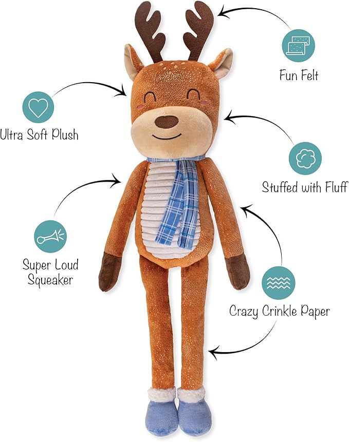 Fringe Studio Pet Toy, DASHIN’ Around Large Reindeer Plush Dog Toy 28" H, PetShop Collection (728033)