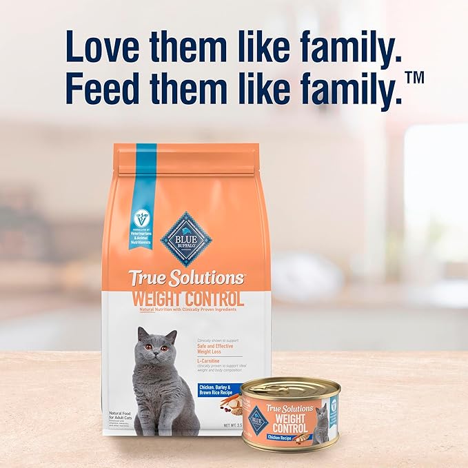 Blue Buffalo True Solutions Weight Control Wet Cat Food for Adult Cats, Made with Natural Ingredients, Chicken, 3-oz. Cans (24 Count)