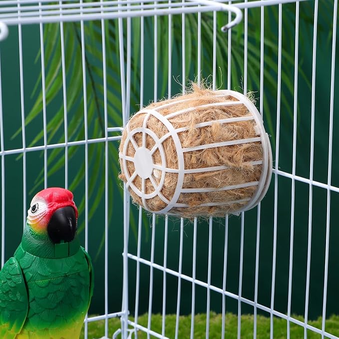 Abaodam Bird Nesting Material with Jute and Cotton Bedding for Small Birds Canary Parakeet Finches Durable Natural Nesting Supplies with Basket 2.87X2.87X10.23In