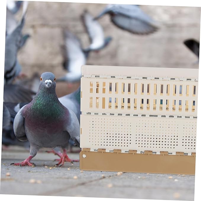 Kisangel Foldable Abs Pigeon Cage Nest with Removable Tray Lightweight Portable Poultry Carrier for Training and Release Small Pet Bird and Rabbit Breathable Transport Cage