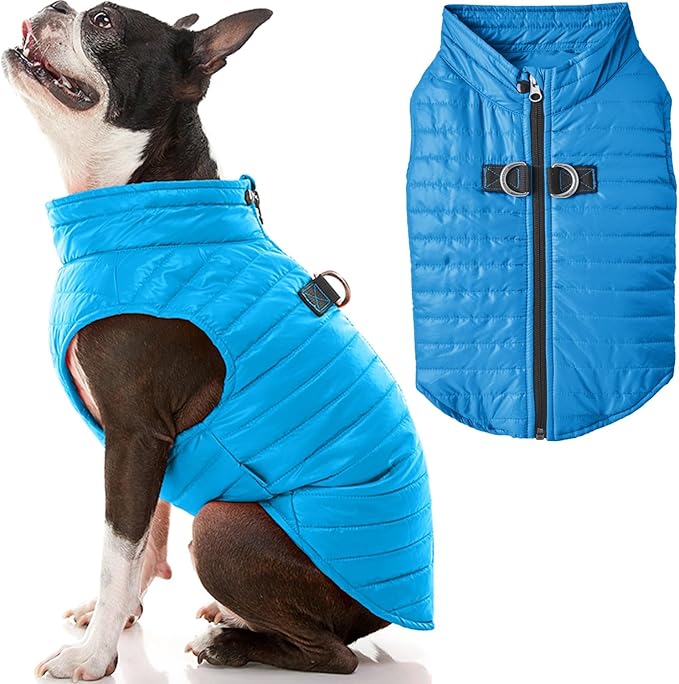 Gooby Puffer Dog Jacket - Ultra Thin Windbreaker & Water Resistant Coat - Blue, X-Large