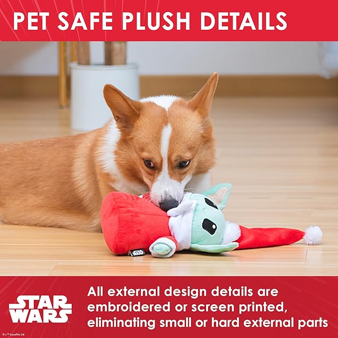 STAR WARS for Pets 9" The Child Santa Plush Figure Squeak Toy Holiday Pet Products, Grogu Squeaky Pet Toy | Dog Chew Toy, Grogu Plush, Stuffed Toys for Dogs