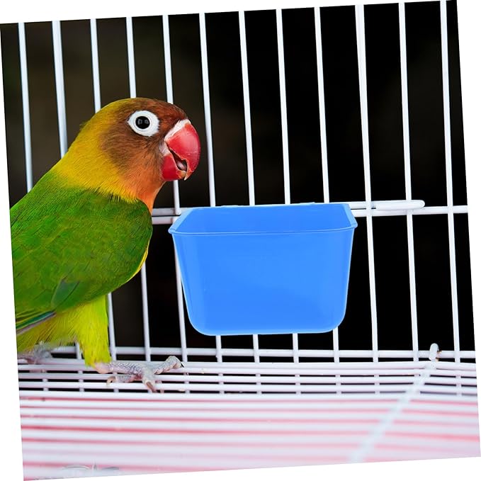 Kisangel 4pcs Hanging Bird Cage Bowls Feeding Cups for Rabbit Chicken Easy Install Water Dispenser Portable Feeder for Birds and Pets Blue