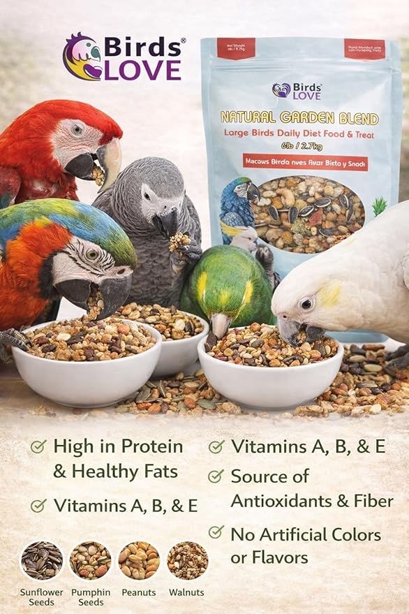 Birds LOVE All Natural Garden Blend Bird Food for Parrots 6lb