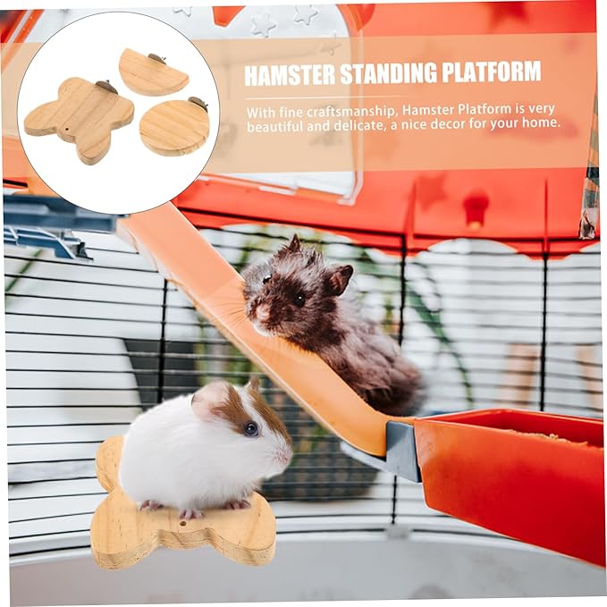 LIOOBO Bird Cage Platform Hamster Jump Board Wooden Hamster Perch Small Pet Cage Plaything
