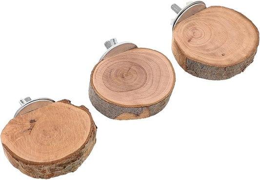 3pcs Small Animal Rotating Wooden Platform Set with Climbing Ladder for Bird Cage Accessories, 5-6cm Diameter, Hamster and Parrot Playground for Cage Enrichment
