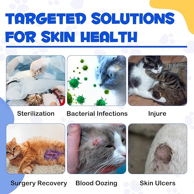 Cat Wound Care Spray - Wound Healing Aid Treatment for Cats Helps with Skin Repair for Wounds, Cats Irritated Skin & Itchy Skin, Scratching | Cats Supplement | Gentle Wound Care Spray - 3.38 Fl.oz
