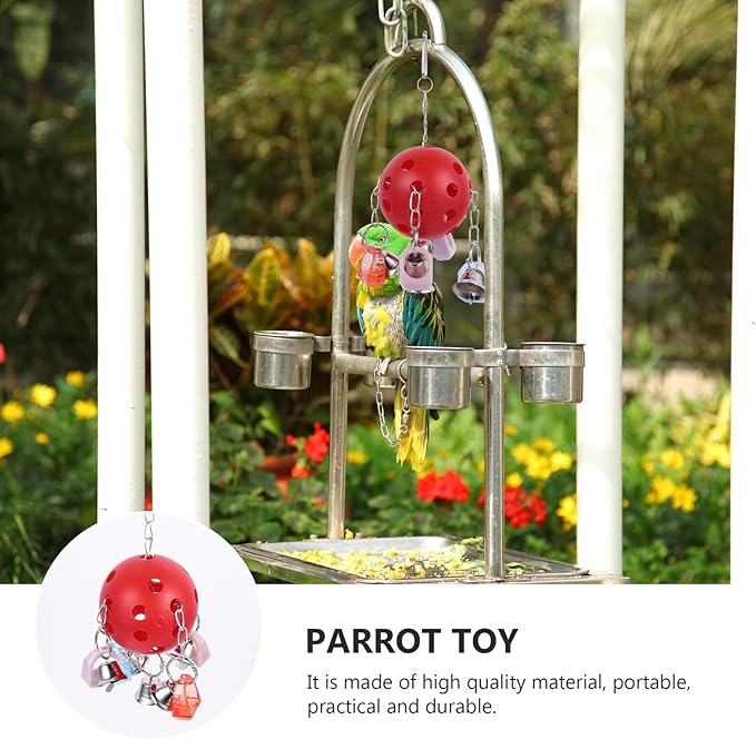 COHEALI Colorful Parrot Hanging Bell Ball with Sound for Bird Cage Chew Climb Play Activity for Parakeets Parrots and Small Pets Stress Relief Hanging Cage Decoration