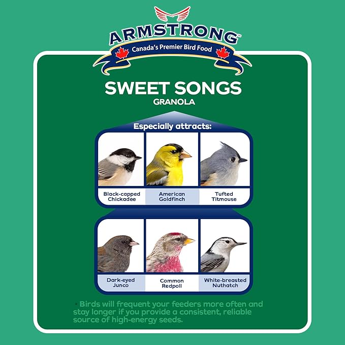 Armstrong Wild Bird Food Royal Jubilee Sweet Songs Granola Stack, 7.05oz (Pack of 4) High-Energy Treat with Black Oil Sunflower, Safflower & Nyjer Seeds - Ideal for Granola Stack Feeders