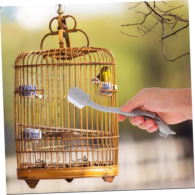 VANZACK 3pcs Bird Cage Brush with Dual Heads Long Handle Cleaning Tool for Small Animal Cages for Thorough Maintenance and Easy Use