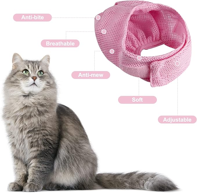 Cat Bathing Bag Adjustable Cat Grooming Net Bag Anti-bite & Anti-Scratch Cat Bath Washing Restraint Bag, Breathable Mesh Cat Grooming Bag for Shower, Nail Trimming, Injection