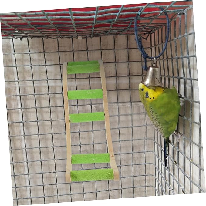 POPETPOP Hamster Climbing Ladder Toy Wooden Bird Cage Ladder Grinding Claw Feature Parrot Cage Accessories for Small Pets and Birds