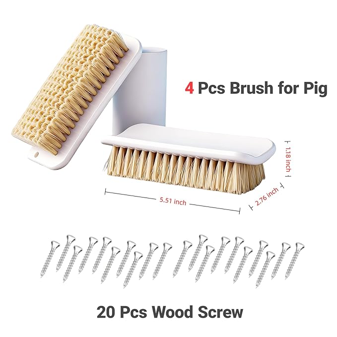 4 Pcs Pet Enrichment Toy, Pet Grooming Brush & Scratch Toy 2-in-1 for Mini Pig,Cats, Dogs - Includes Mounting Screws for Easy Install