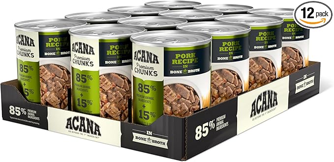 ACANA Premium Chunks in Bone Broth Grain-free Wet Dog Food Pork Recipe 12.8oz Cans (12 Count)