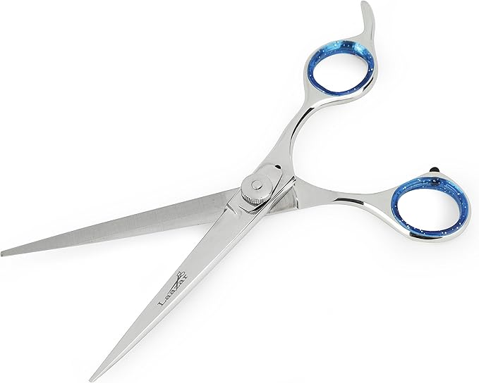Laazar Pro Pet Grooming Scissors, Premium Steel Dog Grooming Shears with Blue Handles, Long-Lasting Sharp Blades (Straight, 7 Inches)