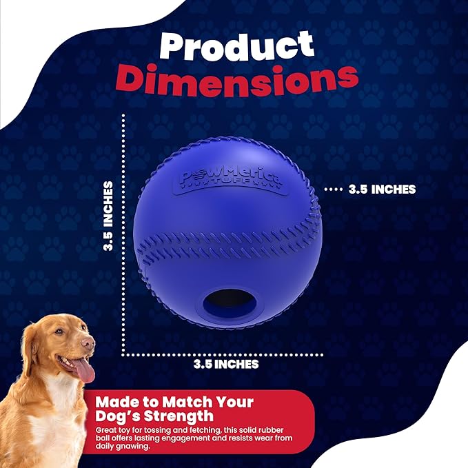 All-Star Ball – Indestructible Dog Chew Toy for Aggressive Chewers – Tough Rubber Ball for Chewing & Fetching – Promotes Dental Health – Pet-Safe & Made in USA (3.5 x 3.5 x 3.5 Inches)