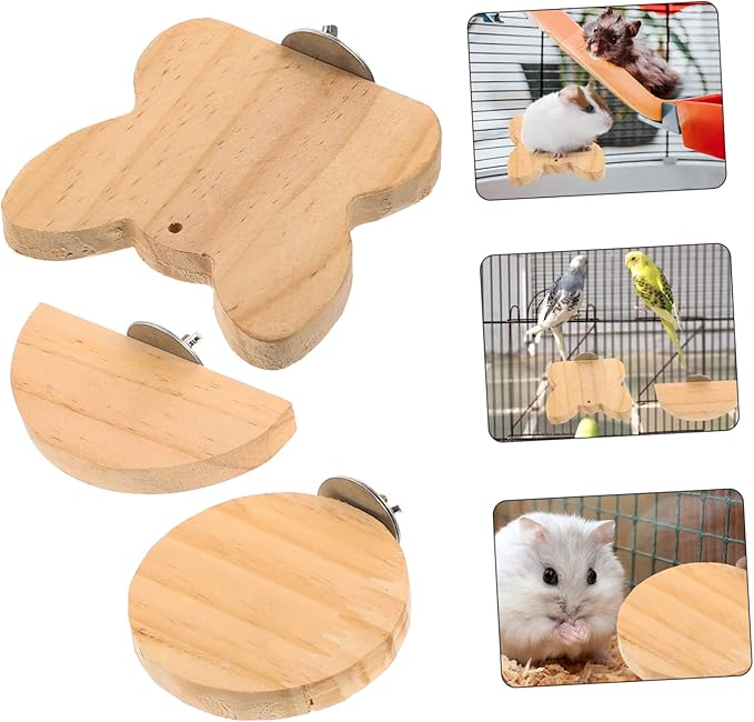 KESYOO 3pcs Wooden PET Jump Platform for Hamsters and Parrots Natural Bird Cage Climbing Stand Guinea Pig Accessories Small Animal Plaything