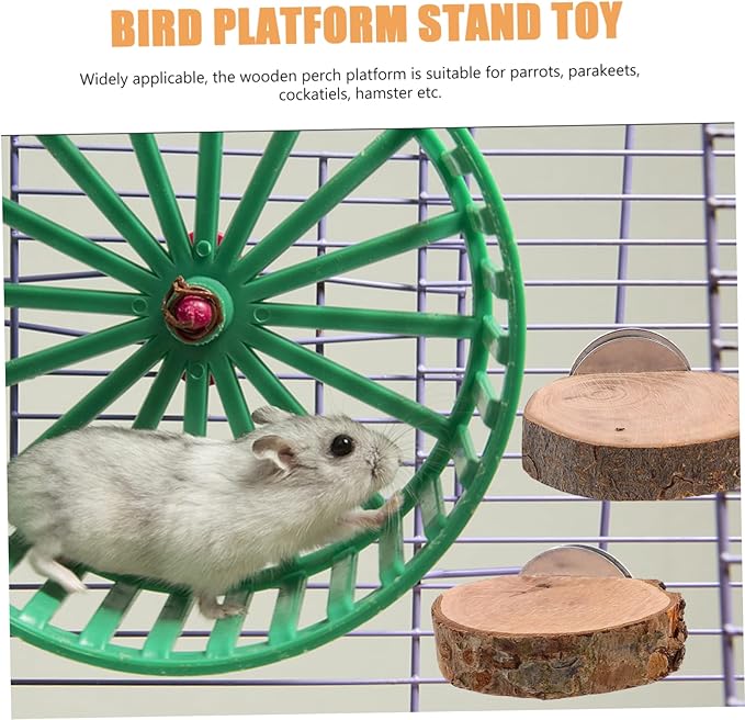 Sosoport 3pcs Bird Cage Ladder Parrot Playground Wooden Platform Toys for Hamster Cage