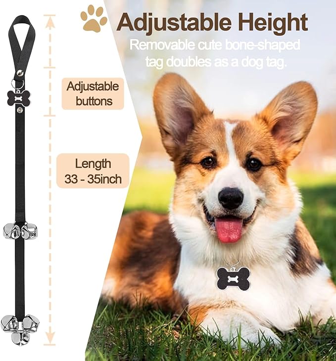 Dog Bells, Puppy Potty Training Bell Dog Doorbell Potty Train Dog Bell for Potty Training Door Bells for Dogs to Ring to Go Outside Jingle Bells (Black1, 1 PCS)