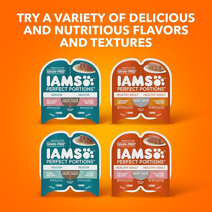 IAMS Perfect Portions Healthy Kitten Grain Free Wet Cat Food Pate,Chicken Recipe,2.6 oz. Easy Peel Twin-Pack Trays (,48 Servings),24 Count (Pack of 2)