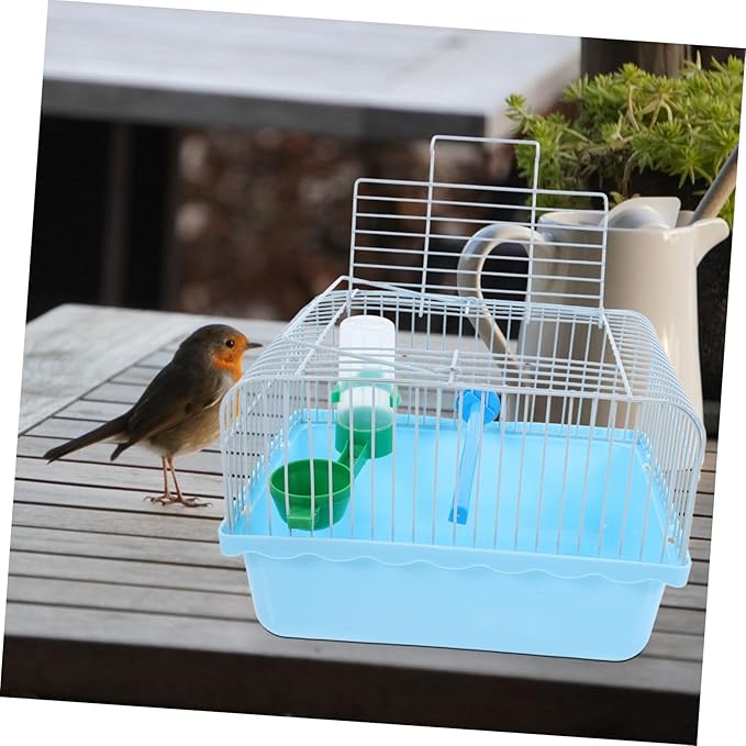 BESPORTBLE Portable Spacious Bird Carrier Cage for Parrots Lovebirds Cockatiels with Perch Food Box Waterer Lightweight Travel and Outdoor Use Random Color