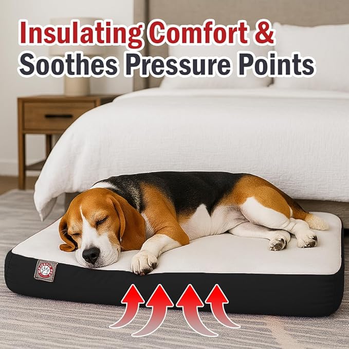 Majestic Pet 48x34x3 Inch Black Orthopedic Memory Foam Rectangle Dog Bed – Large Size Crate Dog Bed for Dogs with Joint Pain, Arthritis – Durable Pet Mattress with Egg Crate Foam, Washable Cover