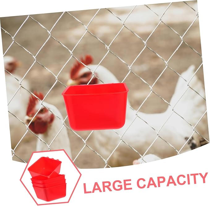 SUPVOX 4pcs Hanging Bird Cage Feeding Cups 12.5 * 9.5 * 6CM Sturdy Rabbit Water Bowl Chicken Coop Feeder PET Food and Water Bowls for Small Animals