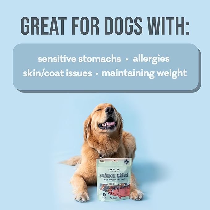 Polkadog Fish Skin Variety 3 Pack Dog Treats - All Natural, Single Ingredient with Two Cod, One Salmon, Premium Treats for Dogs, Omega-3 Rich, Great for Allergies, Made in USA - 2oz (3pk)
