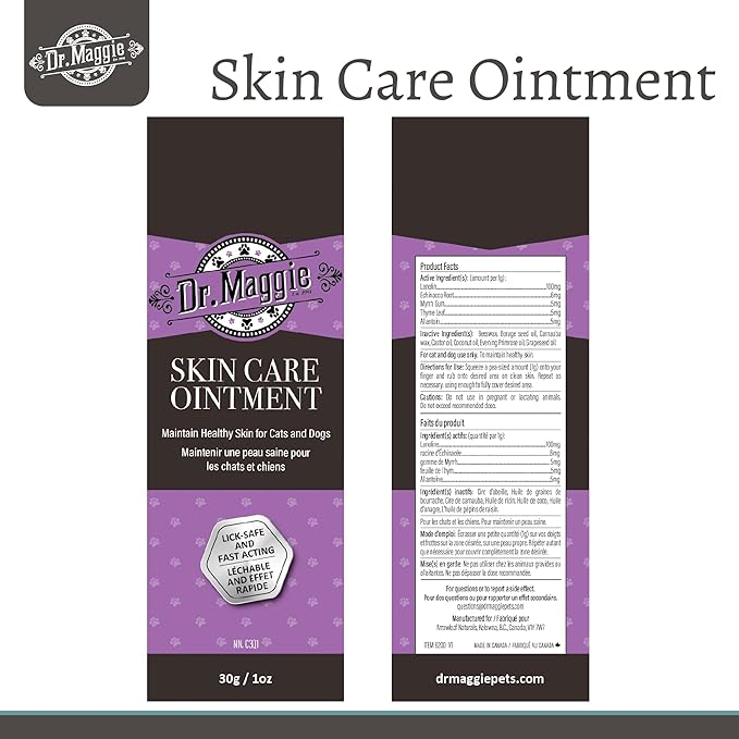 Dr. Maggie Skin Care Ointment for Dogs and Cats | Soothing Skin Support for Minor Irritated Areas | 30g/1 oz
