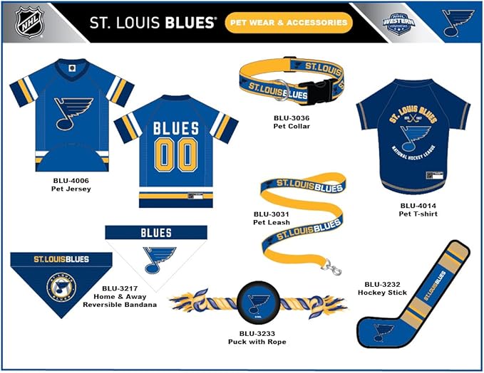 Pets First NHL ST.Louis Blues Leash for Dogs & Cats, Large. - Walk Cute & Stylish! The Ultimate Hockey Fan Leash!, 6 ft Long x 1 in Width, BLU-3031-LG