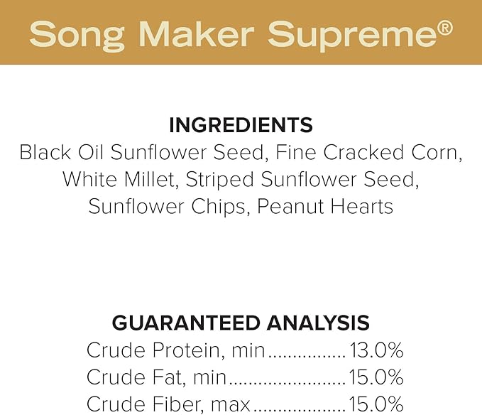 Blue Seal Song Maker Supreme Wild Bird Seed | High Energy Mix, No Fillers | Attracts Wide Variety of Wild Outside Birds | Convenient Shell-Free Mix | Made in USA | 20 Pound Bag