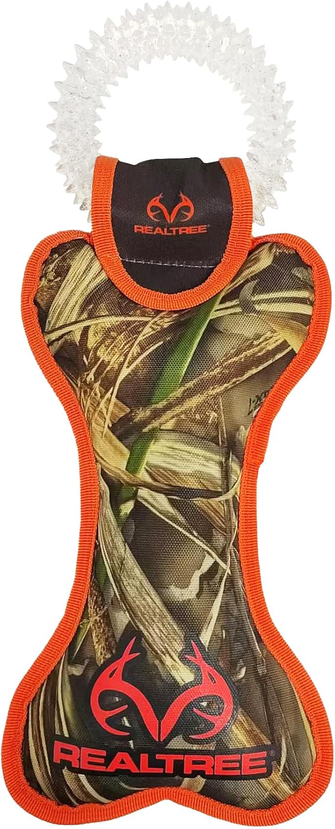 Pets First Realtree Dog Dental Teething Ring TUG Toy & Nylon Squeak Bone Toy. Tough Sturdy PET Toy with Realtree Logo. Best Dog Toy, Good for Teething and Fetch or Toss
